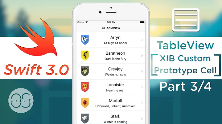 TableView - XIB Custom Cells : Swift 3 [3/4]