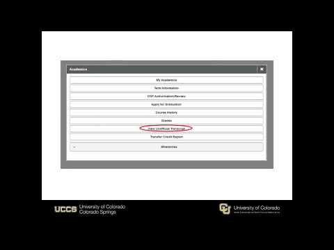 How to Access Your UCCS Unofficial Transcript (UCCS Pre-Collegiate)