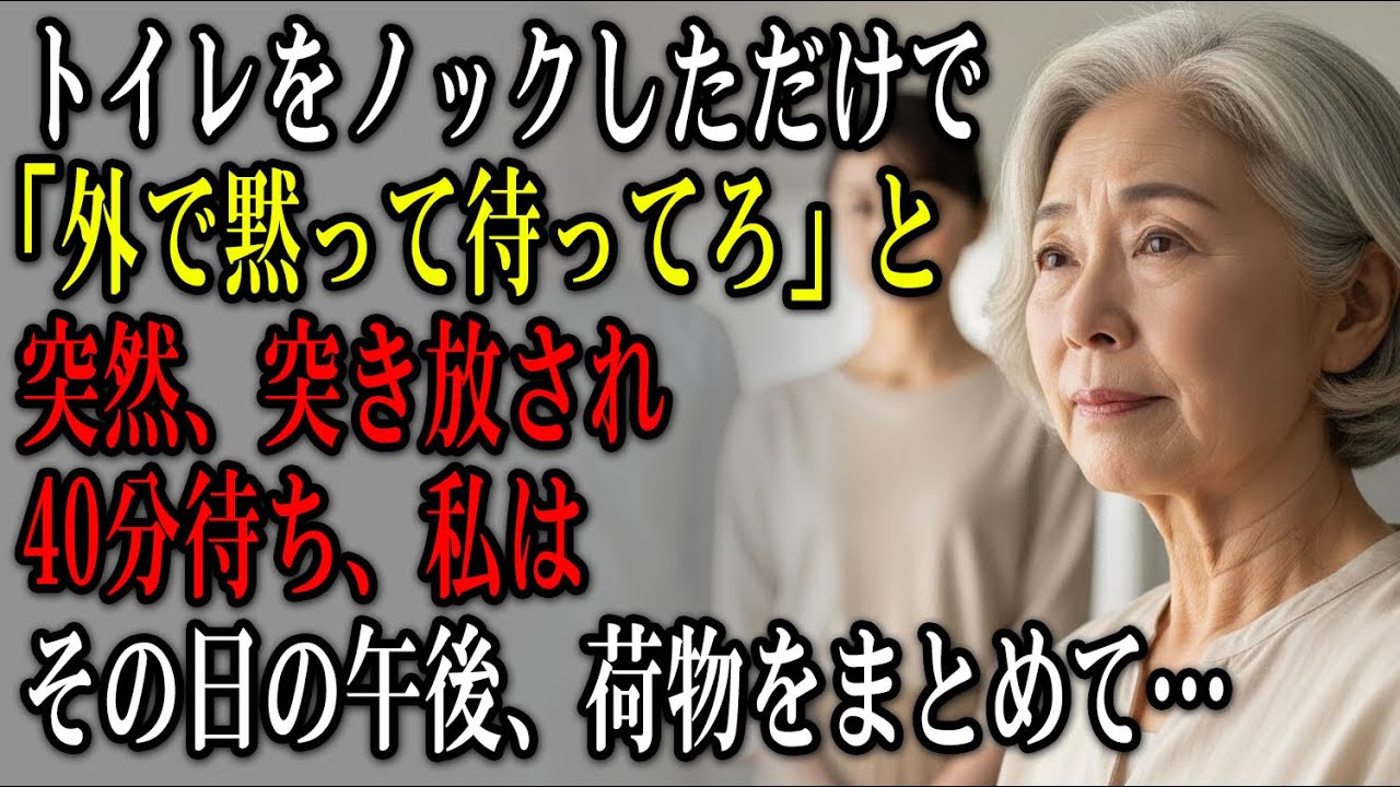 トイレをノックしただけで、息子に「外で黙って待ってろ」と怒鳴られた。40分待ち、私は「ありがとう」とだけ言った——その日の午後、彼が眠っている間に、私は荷物をまとめて…。【静かな復讐】【家族の裏切り】