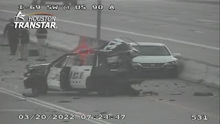 Sugar Land PD officer and driver in critical condition after separate wrecks on 59