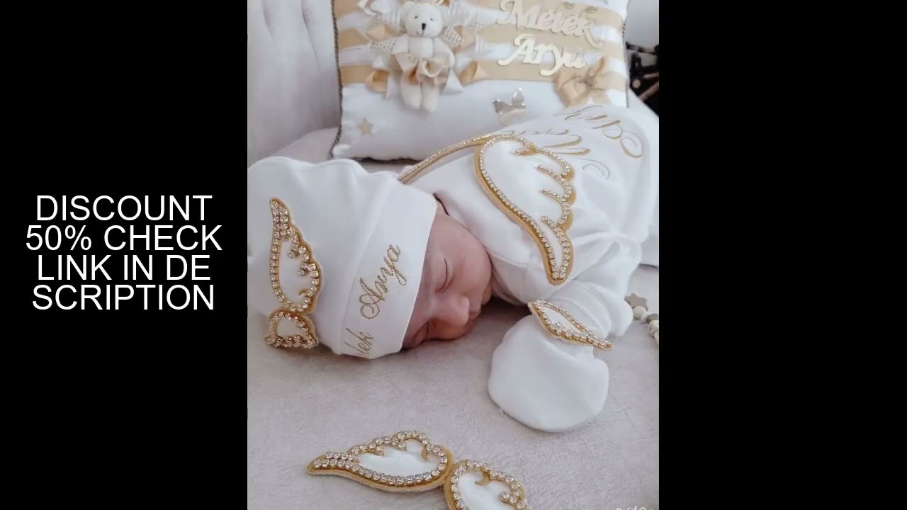 Dollbling Hospital Exit Disposible Embroidery Name Newborn Angle Wings Romper Nursery Bedding Handma