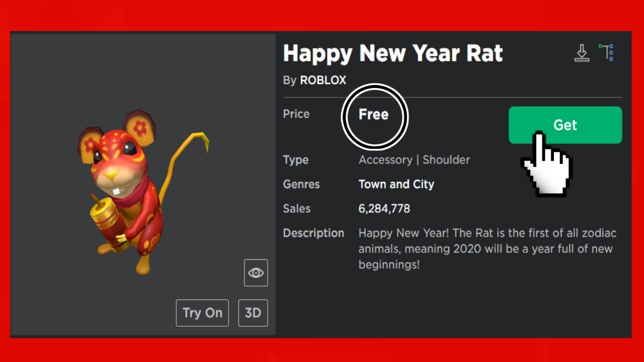 Free How To Get Happy New Year Rat 2020 Roblox Youtube - how to get the new happy new year rat for free roblox youtube