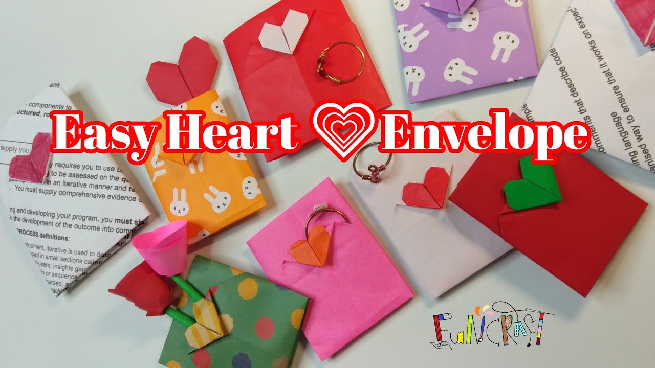 How to fold an Origami Heart Envelope 💗ポチ袋💗Kawaii envelope: heart ...