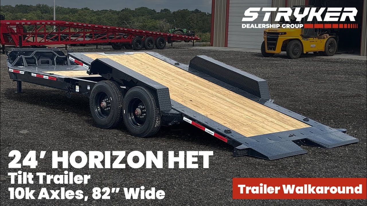 24' Tilt Equipment Trailer Bumper Pull 82" Wide (2) 10K Axles