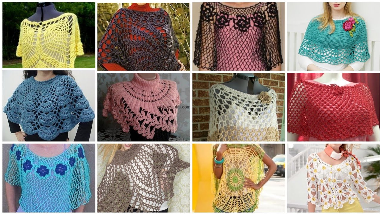 Crochet Knitted Caplet Shawl Latest And Stylish Designs Patterns//Fancy Bet Wings Top And Blouses