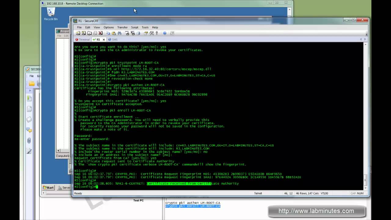 LabMinutes#SEC0011 - Windows 2008 Enterprise CA SCEP Auto-Enrollment  Configuration Options