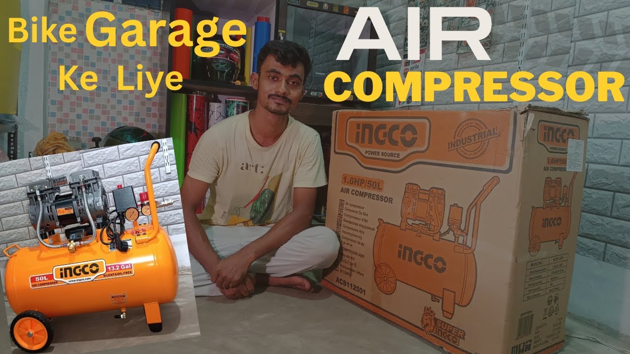 Motorcycle Garage Ke Liye Best Air Compressor Machine | कम प्राइस में | Oil Less & Noise Less 50L