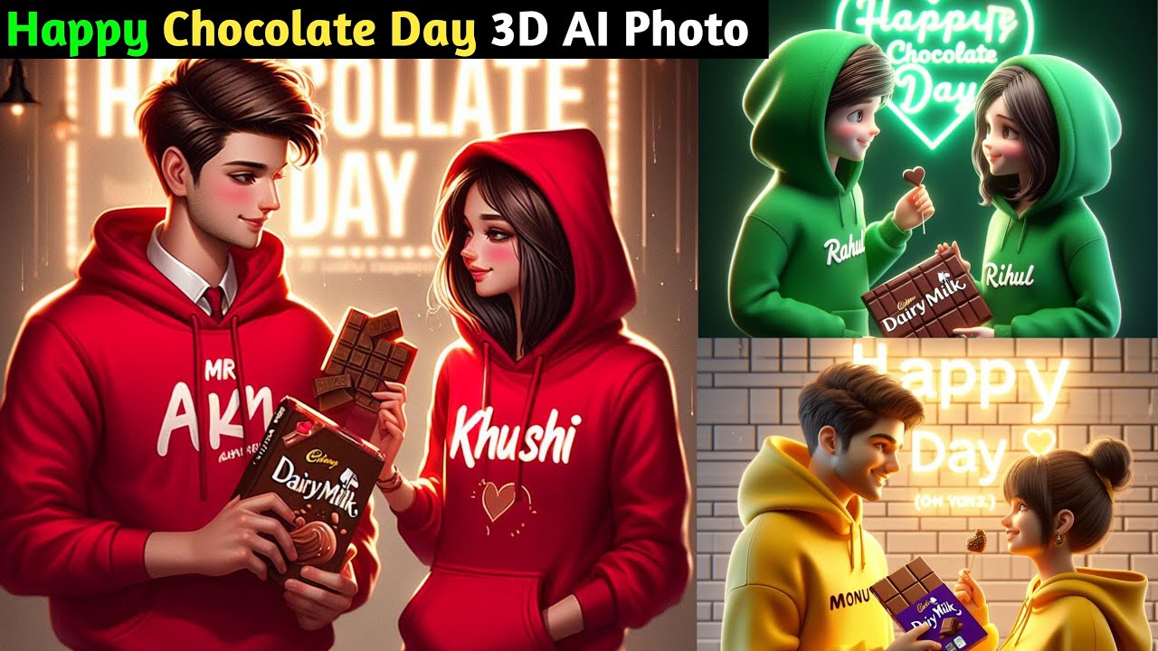 Happy Chocolate Day | How To Create 3D AI Photo  couples name images | Bing image creator tutorial