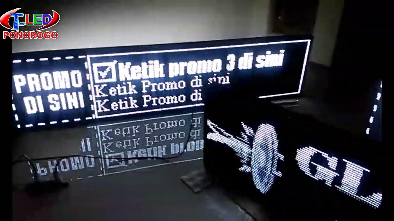 LED Ponorogo - Running Text Putih FullOutdoor 50 cm x 4 meter