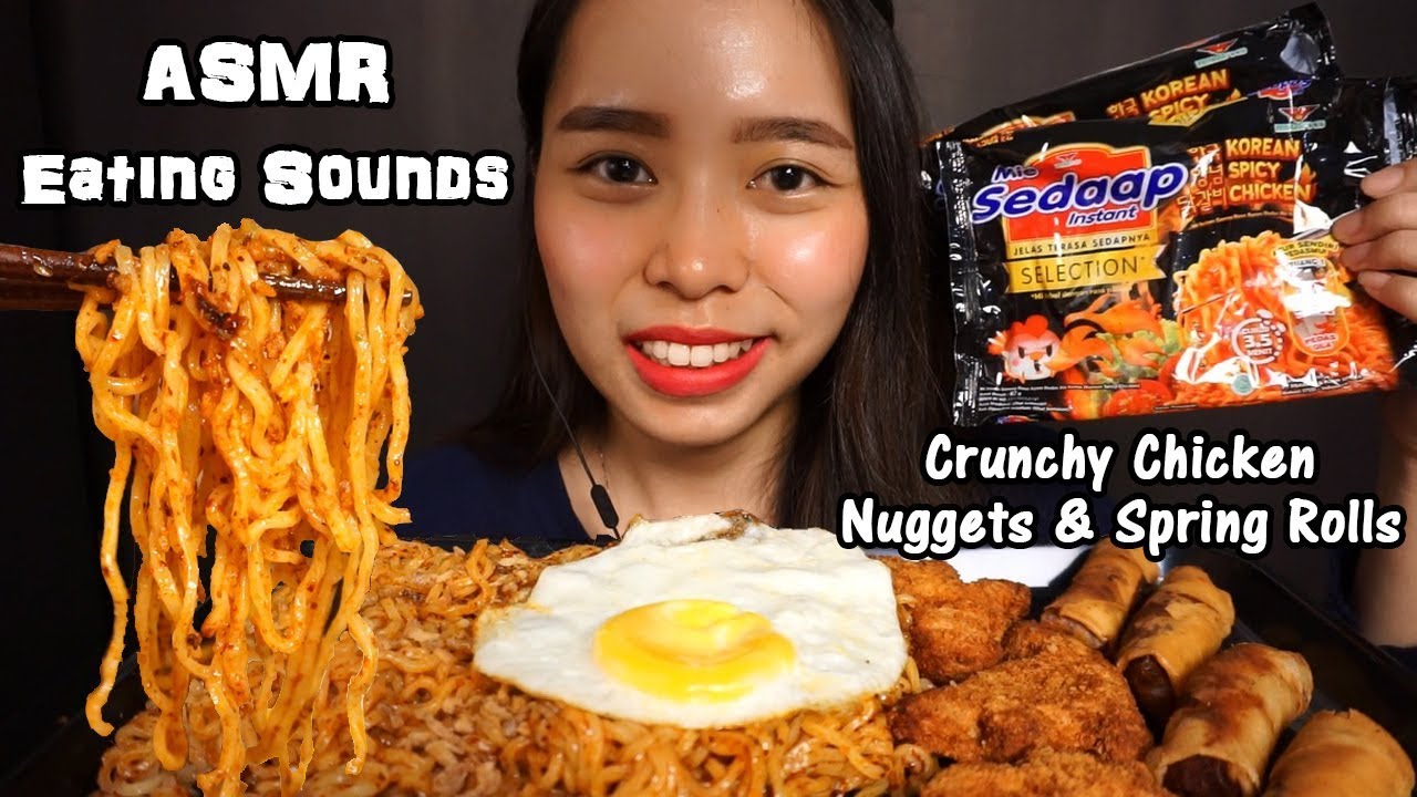 ASMR Mie Sedaap Korean Spicy Chicken + Chicken Nugget | Crunchy Eating Sounds | No Talking
