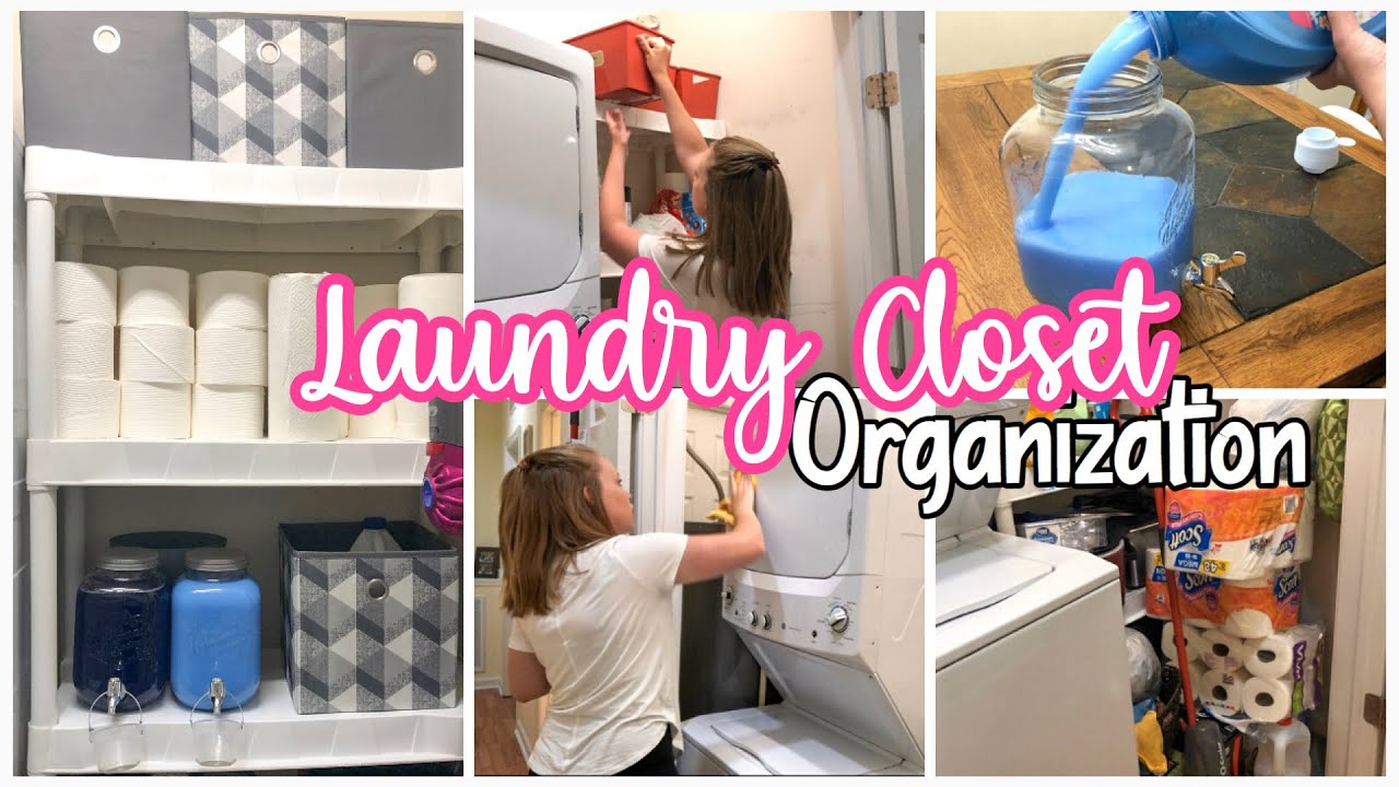 How I Organize + Clean My Small Laundry Closet | Cheap and Easy Laundry