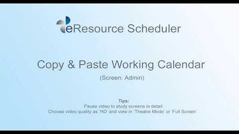 Copy & Paste Working Calendar - eRS Project Resource Planning Software