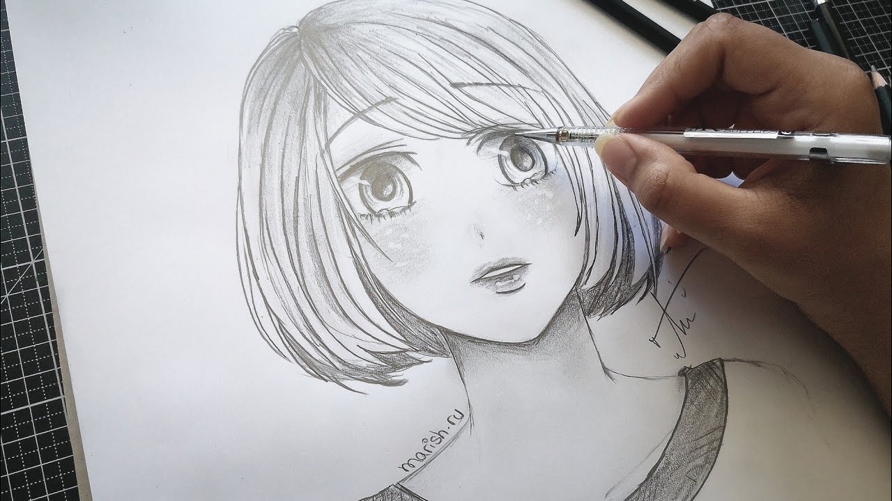 How to Draw anime girl hair #animeart #pencilart #pencil #howto