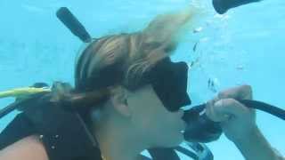 Sister Open Water SCUBA Dive Students Annie and Kate Practice Share Air Skills