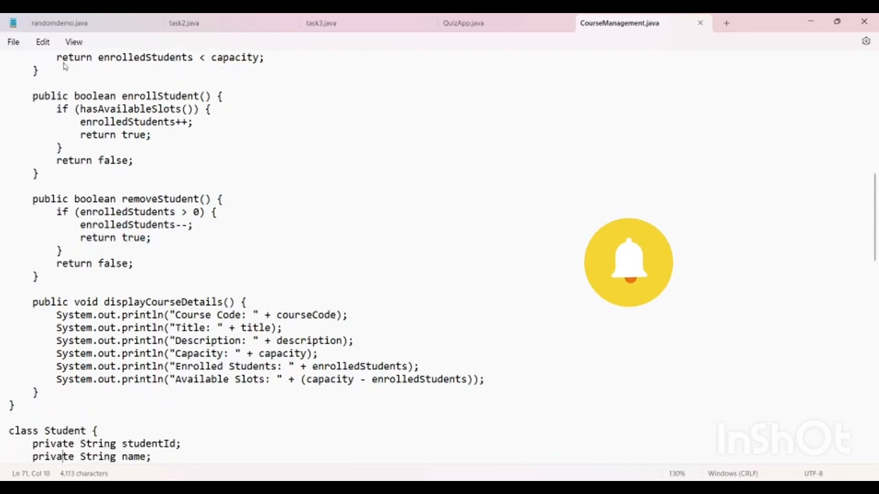 Codsoft Internship-Task 5(Java Programming)STUDENT COURSE REGISTRATION SYSTEM