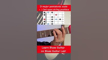 D major pentatonic scale + ♭3 open string position #scales #guitartabs #guitarlessons