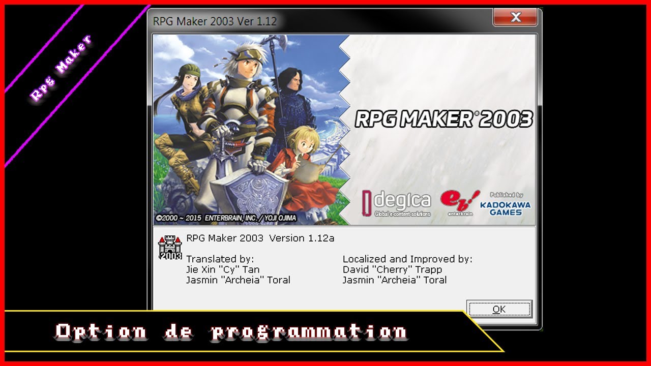 Je regarde les options de programmation sur Rpg Maker 2003 - YouTube