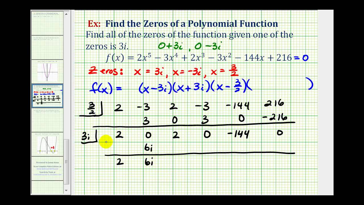 Ex 7: Find the Zeros of a Degree 5 Polynomial Function - YouTube