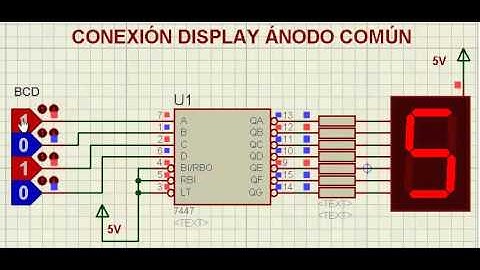 CONEXION DISPLAY ANODO COMUN 7 SEGMENTOS LED