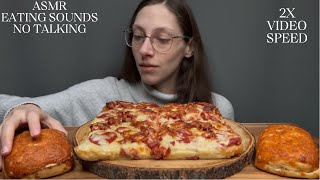 PEPPERONI PIZZA AND BUTTEREY CHEESE BUNS / ASMR 2X VIDEO SPEED / NO TALKING / EATING SOUNDS