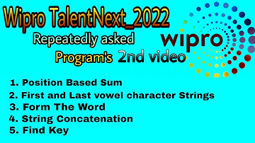 Wipro TalentNext_2022 Mile Repeatedly asked Programs video 2 #wipro #bsktrending #fullstack