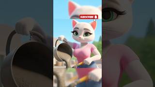 Mummy cat Mix cement #cat #cute #cutecat #funny #funnyvideo #cartoon #fyp