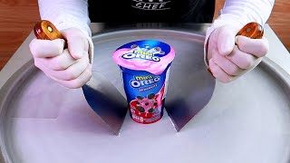 Mini OREO ice cream rolls street food ASMR - ايس كريم رول اوريو ميني
