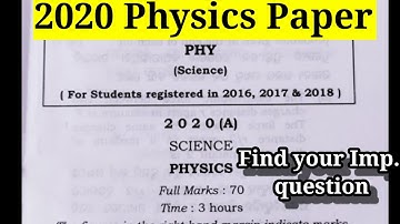 chse exam question paper 2020 // physics exam question paper  // chse physics paper 2020