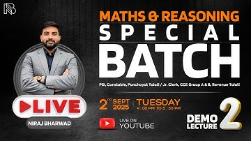 MATHS REASONING SPECIAL BATCH | DEMO LECTURE - 2 | NIRAJ BHARWAD |