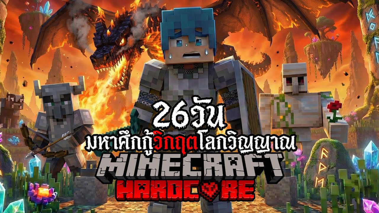 รอดหรือตาย!? เอาชีวิตรอด 26 วัน Hardcore Minecraft  จากมหาศึกกู้วิกฤตโลกวิญญาณ