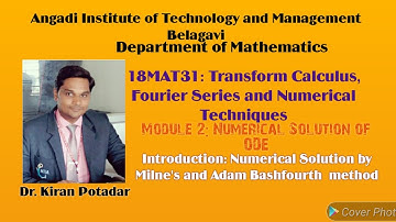 18MAT31: Introduction: Numerical solution by Milne