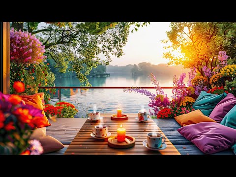 Happy Spring Ambience at Morning Coffee Porch - Soft Jazz Music for Work, Study and Relax