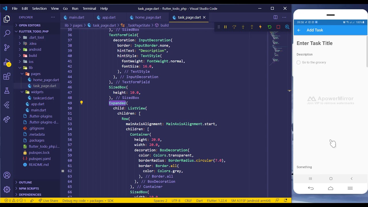 Flutter + PHP: Todo App - Building the task page 2 - 4