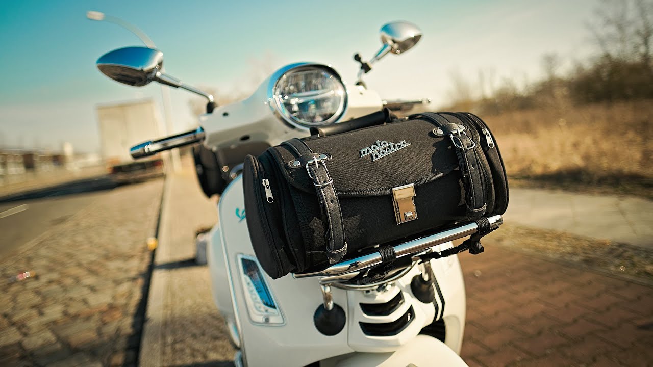 Moto Nostra Tasche Classic und Gepäckträger vorne Vespa GTS 300 - YouTube