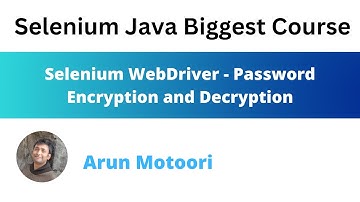 Selenium WebDriver - Password Encryption and Decryption