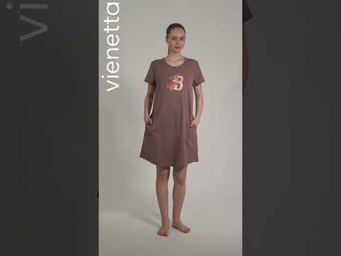Купить Хлопковая летняя туника с коротким рукавом VIENETTA 6011490000 в Украина в Lingerie.ua - Одяг для дому та відпочинку, Видео 1