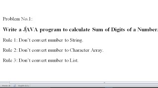 JAVA program to Calculate sum of individual digits of a Number