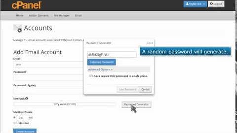 How to use the password generator when creating an email account in cPanel
