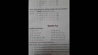 SPS Class 5 Maths Exercise 4g Simplification