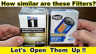 Mobil M1110A Oil Filter vs. Supertech MP7317 Oil Filter Cut Open