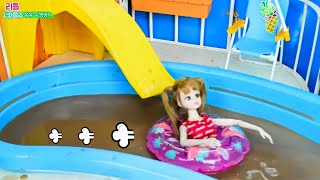 더워서 우유수영장에 갔다! 인형놀이 워터파크 모아보기 인형상황극 수영장놀이 milk waterpark!