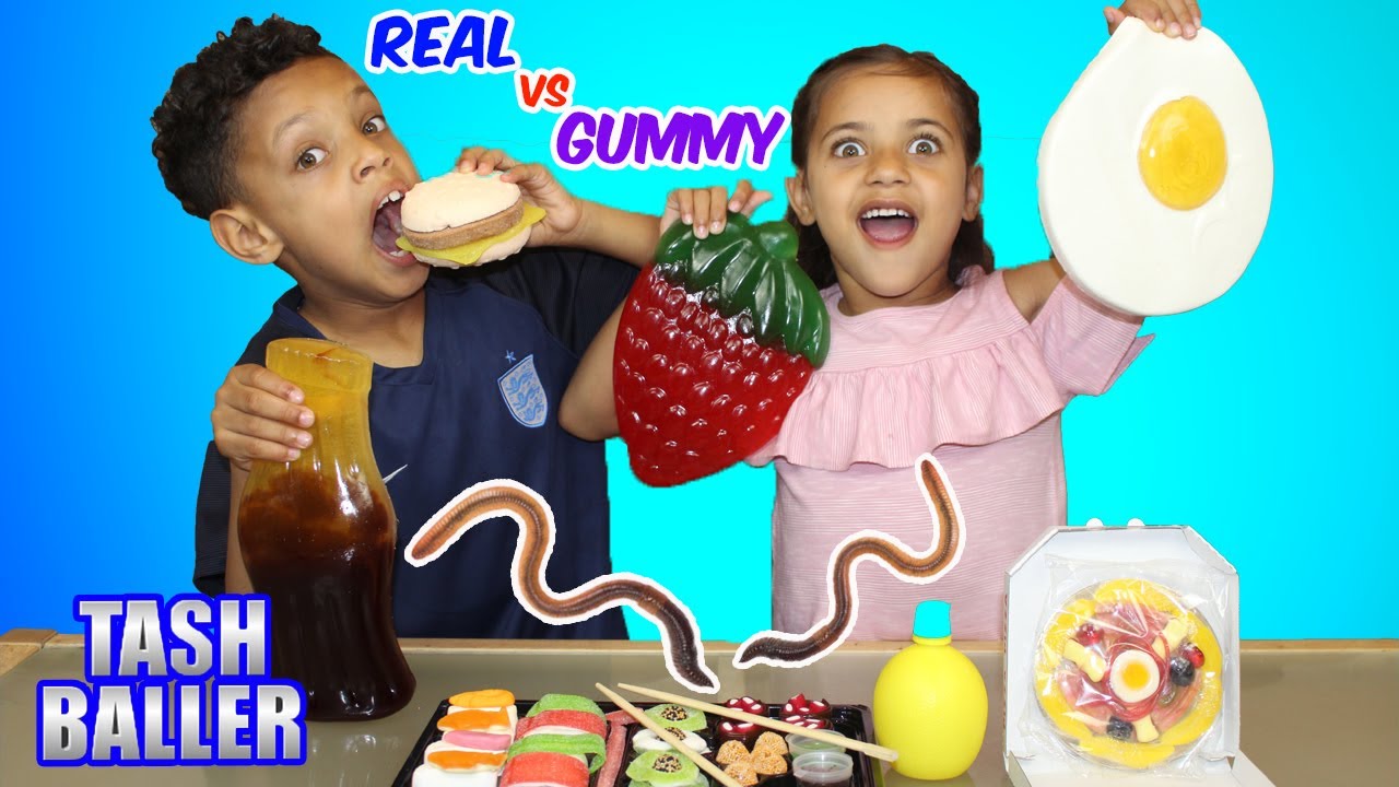 REAL FOOD VS GUMMY FOOD!! GROSS GIANT CANDY CHALLENGE!! YouTube