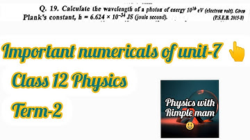 Important numericals of unit-7 Dual nature of matter and radiations #physics #class12 #dual_nature