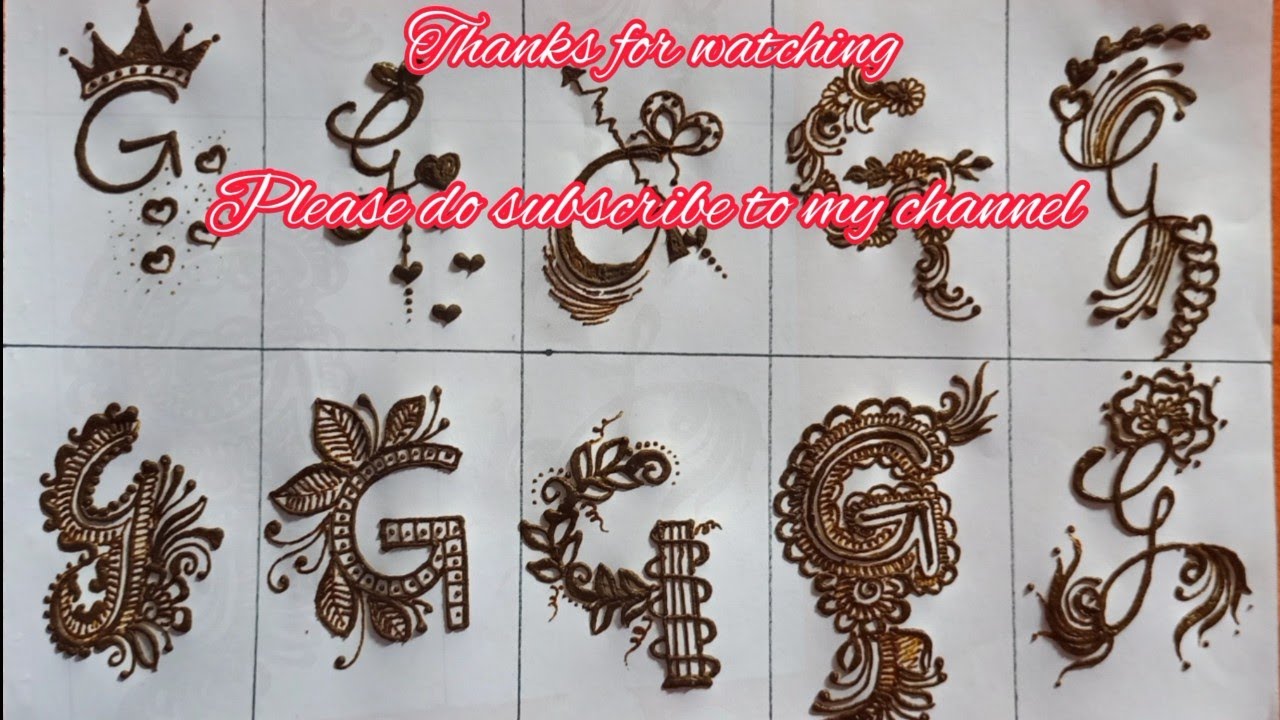 Beautiful G Letter Mehndi Design G Letter Mehndi Youtube