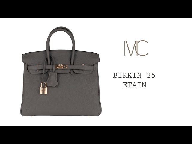 Hermes Birkin bag 25 Etain Togo leather Rose gold hardware