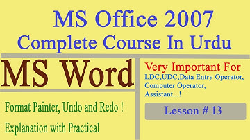 MS Word 2007 Complete Course in Urdu | Lesson # 13 | Format Painter, Undo and Redo Commands