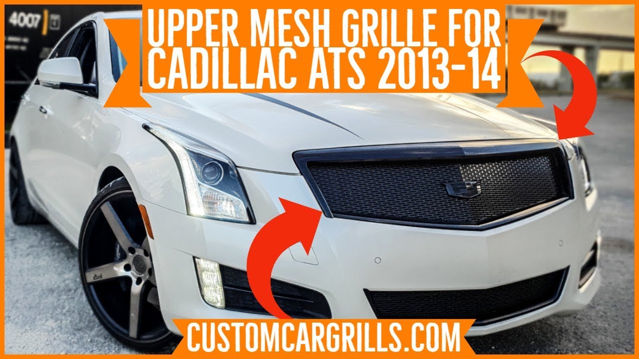 CCG MESH GRILL FOR 2013 2014 CADILLAC ATS GRILLE TOP AND BOTTOM GLOSS BLACK