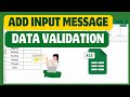 How To Add Input Message In Excel Using Data Validation
