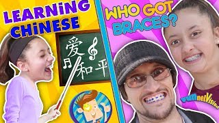KIDS LEARNING CHINESE w  FUNnel Vision + Who gets Braces Vlog Chinese Song \& Handshake