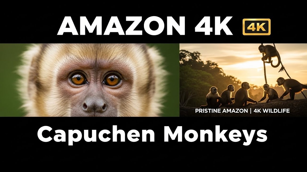 Relaxing Walk in the Amazon Rainforest 4K | Capuchin Monkeys Wake Up | Pristine Forest Sounds